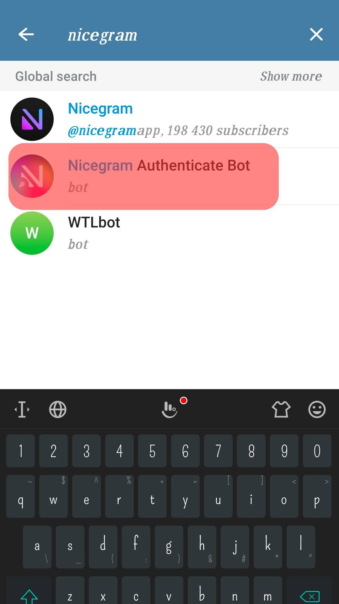 Search For The Nicegram Bot