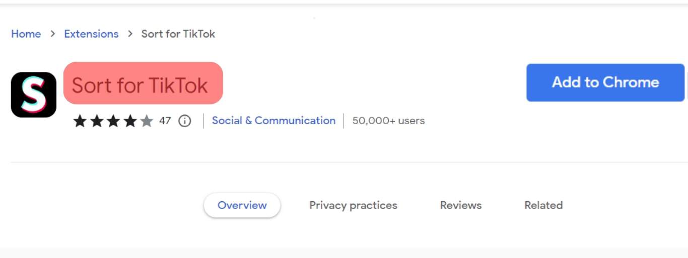Search For The Sort For Tiktok Extension