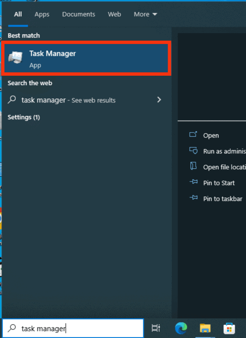 Search For The Task Manager And Open It