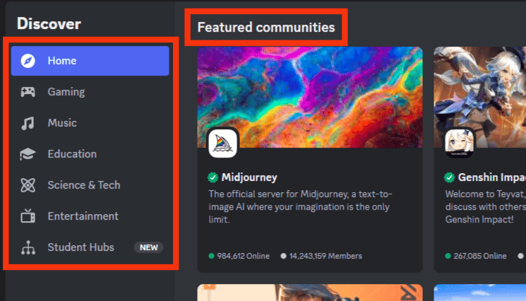 Search The Featured Communities Or Filter The Discord Servers Using Tags Or Categories