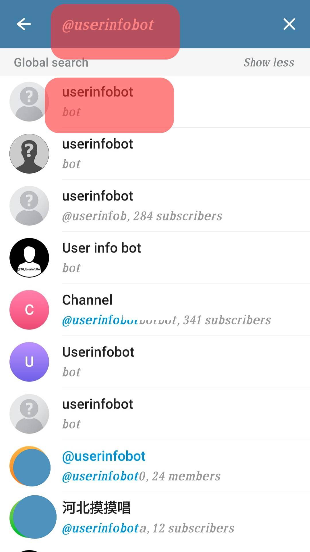 Search Userinfobot