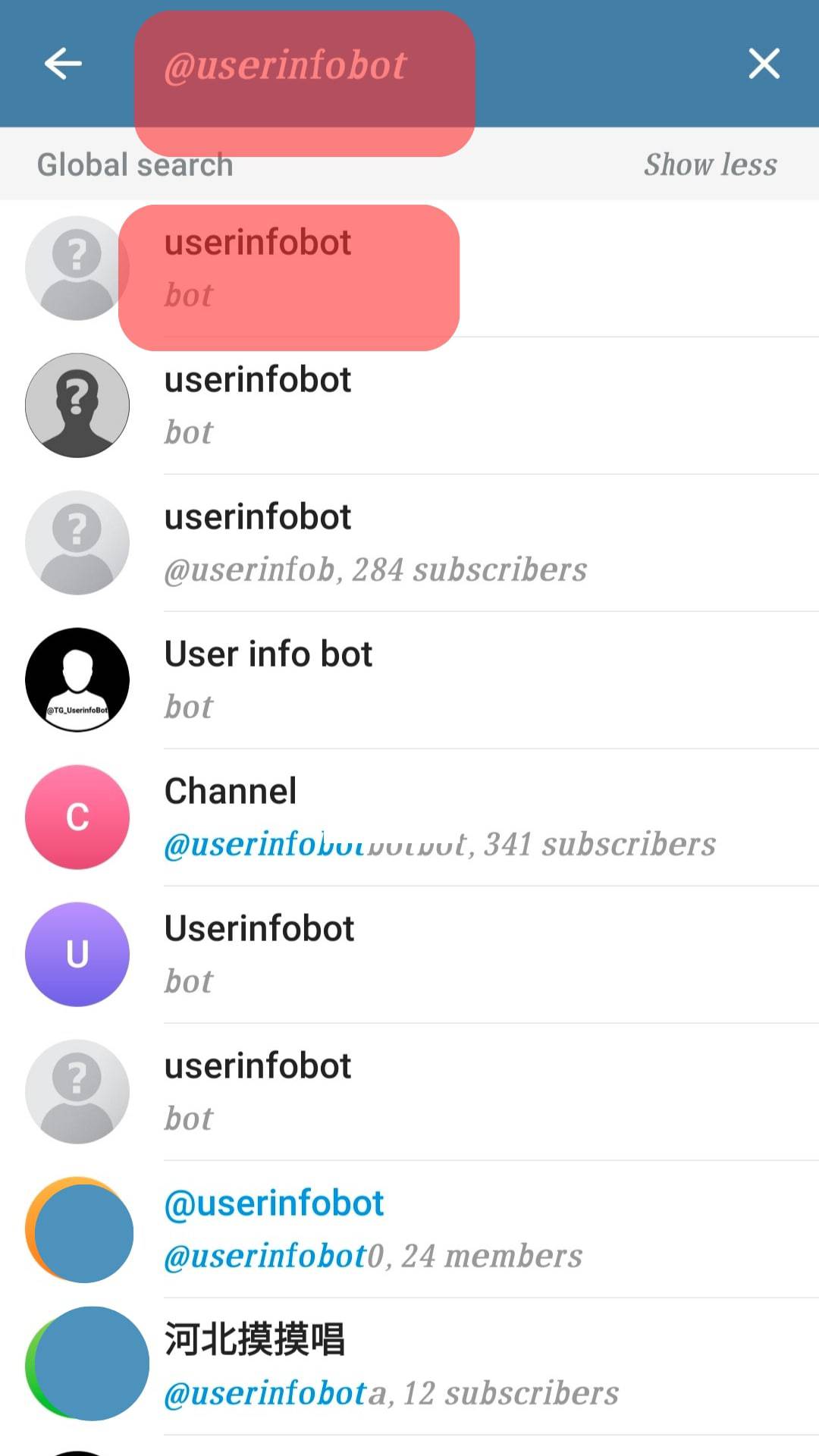 Search Userinfobot
