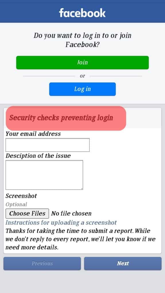 Security Checks Preventing Login Form