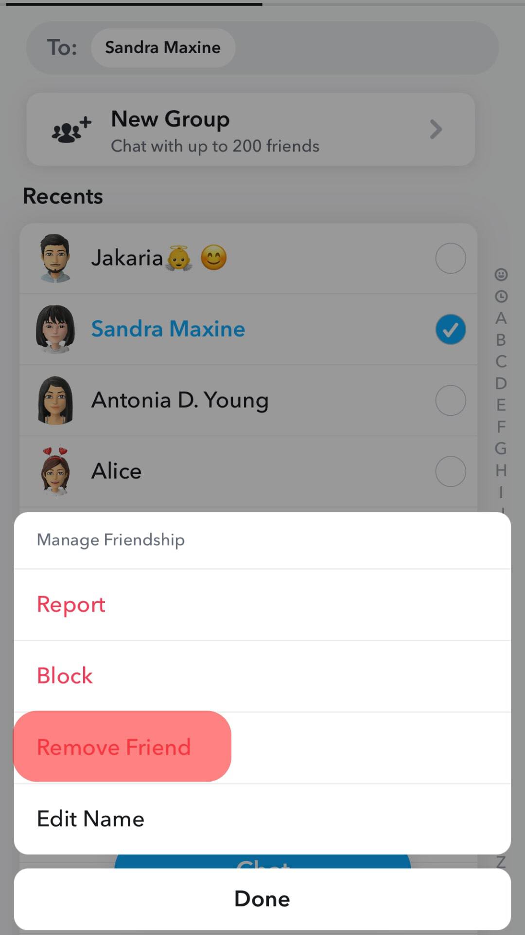 See The Option For Remove Friend.