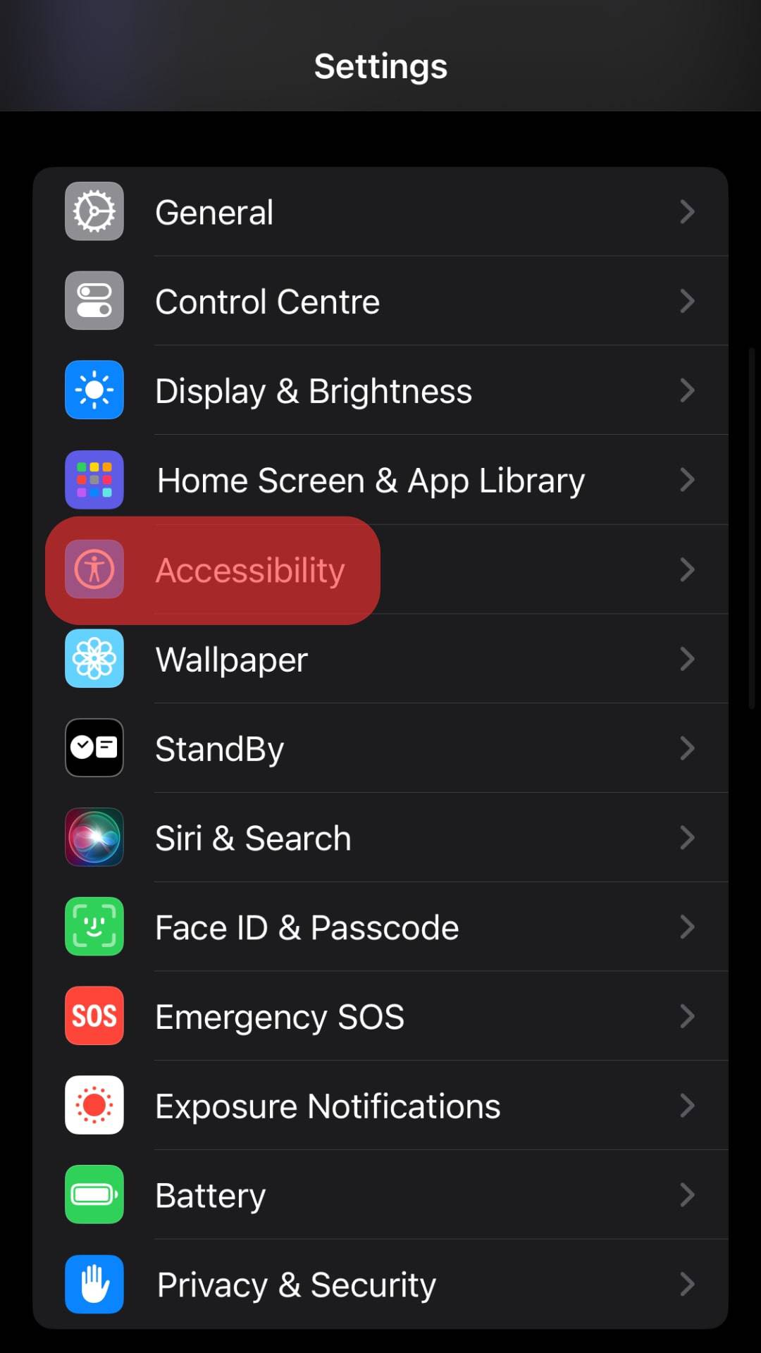 Select Accessibility Iphone