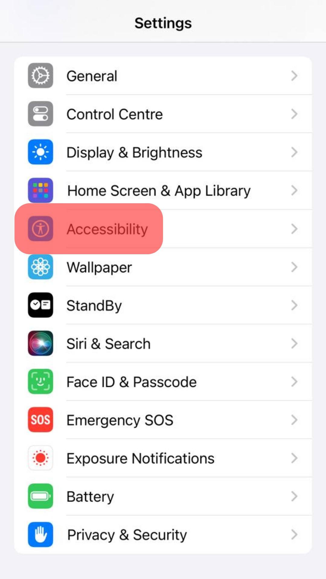 Select Accessibility.