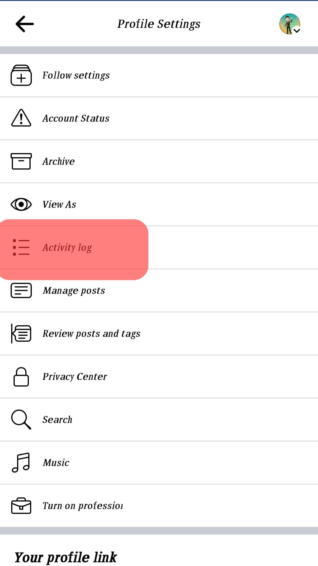 Select Activity Log