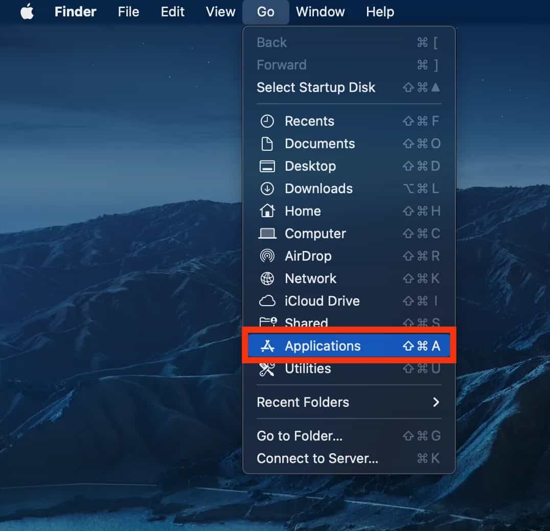 Select Applications From The Drop-Down Menu.