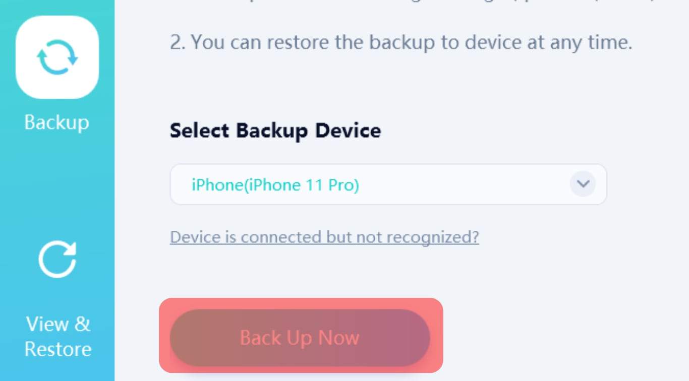 Select Backup Now.