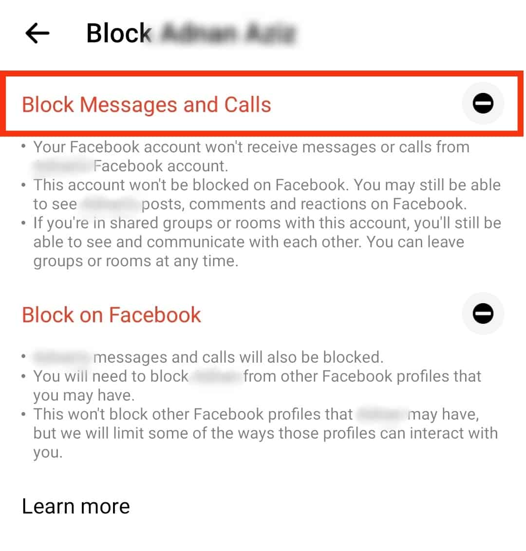 Select Block Messages And Calls