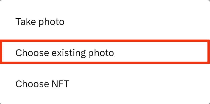Select Choose Existing Photo