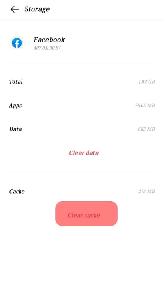 Select Clear Cache Facebook