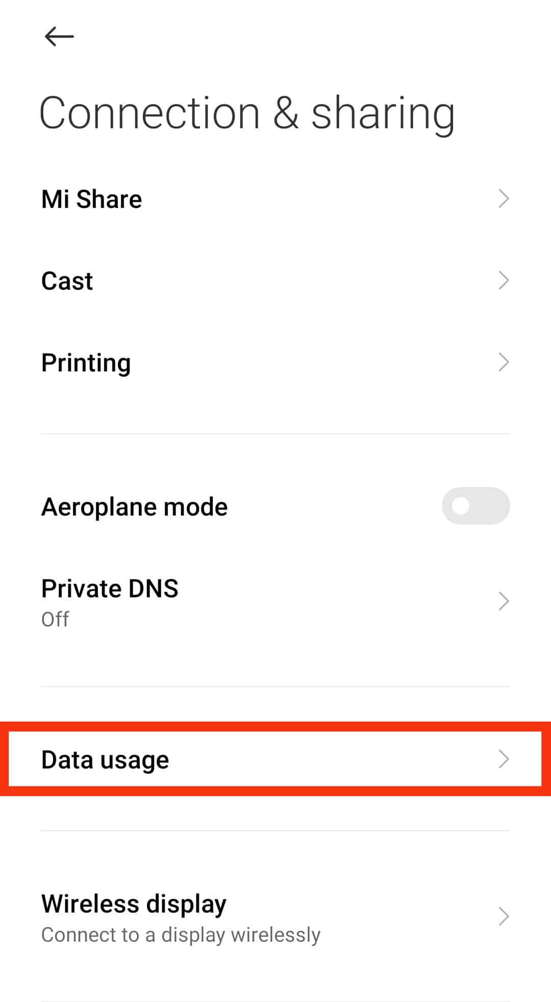 Select Data Usage