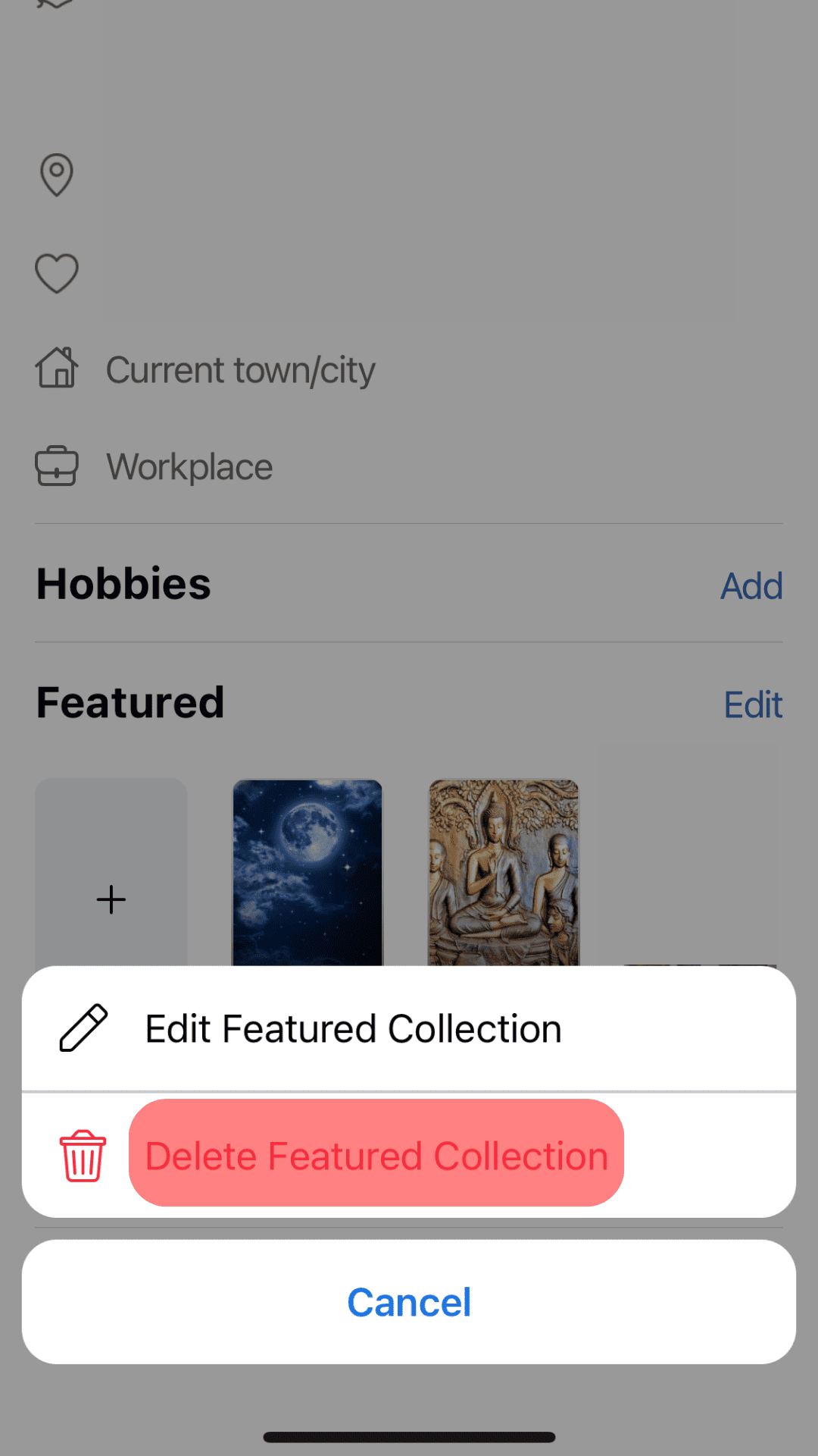 Select Delete Featured Collection.