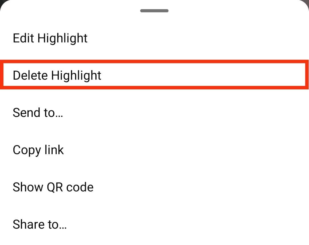 Select Delete Highlight Option