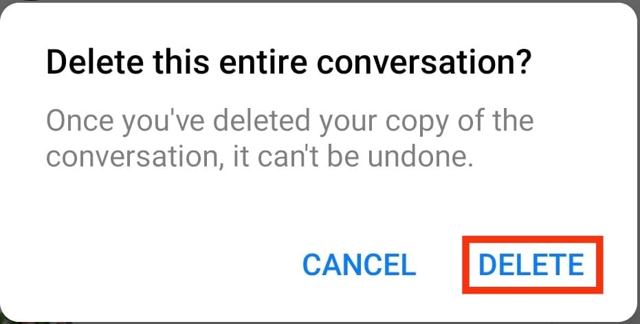 Select Delete To Remove The Chat