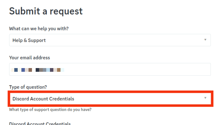 Select “Discord Account Credentials