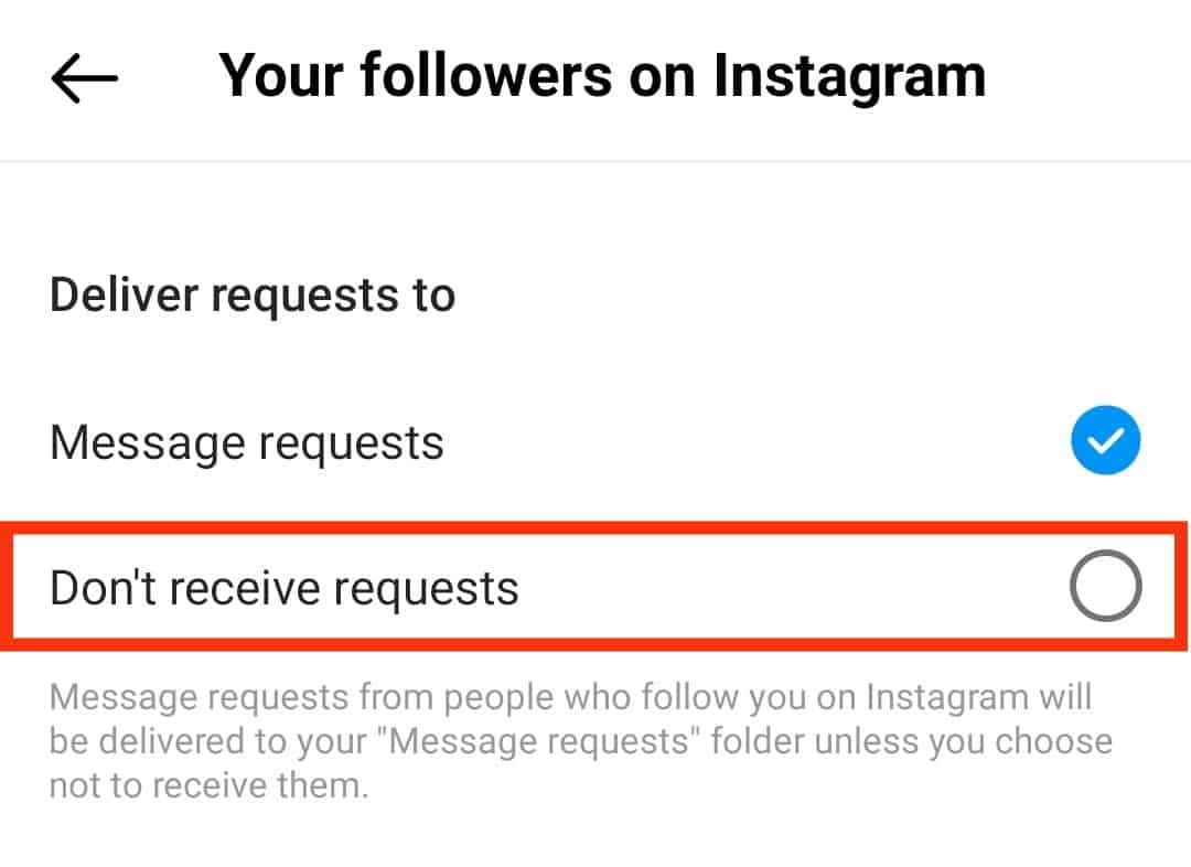 Select Don't Receive Requests
