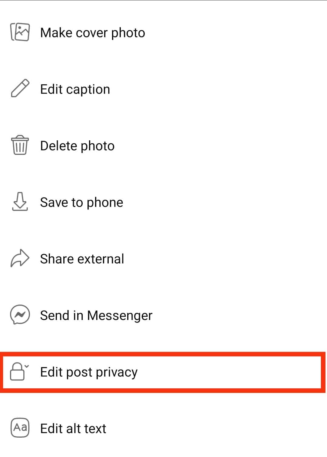 Select Edit Post Privacy