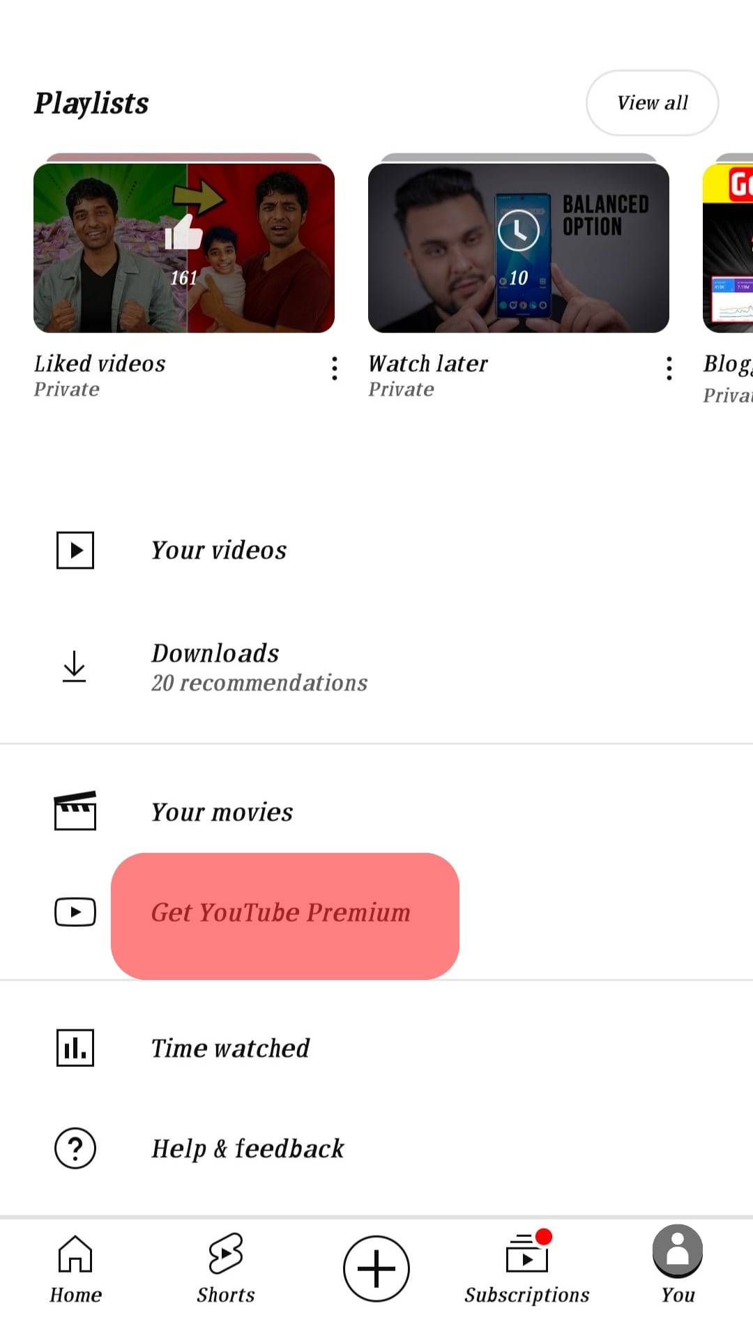 Select Get Youtube Premium.