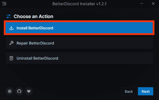 Select Install Betterdiscord