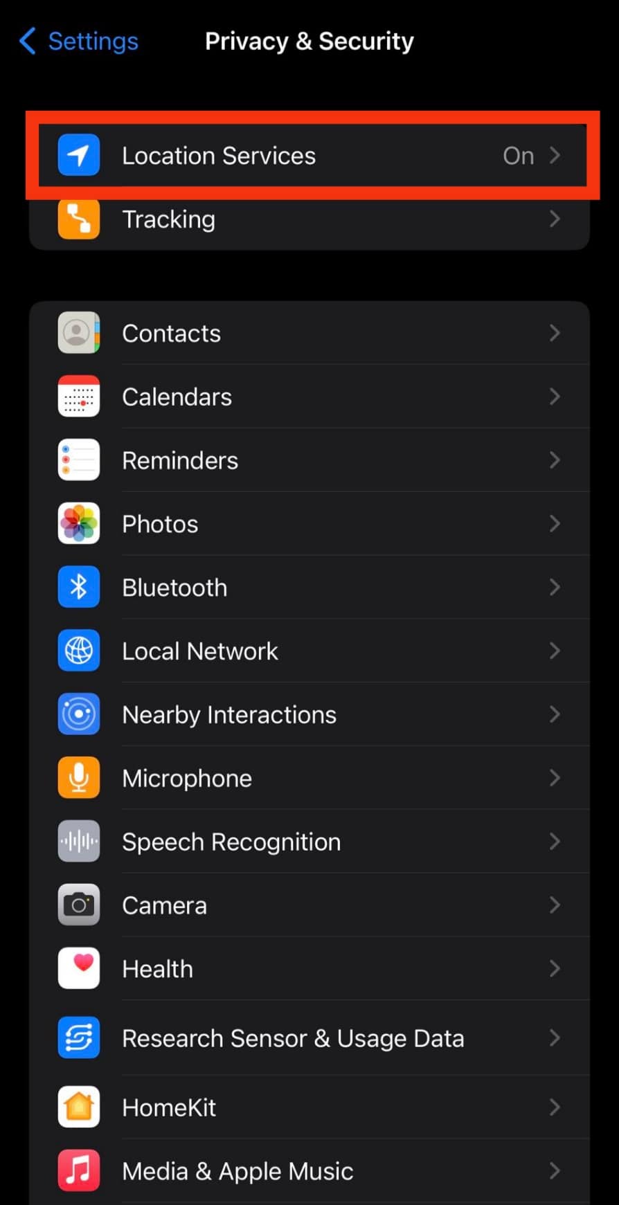 Select Location Services