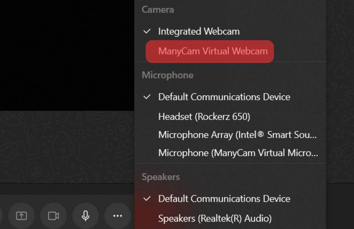 Select Manycam Virtual Webcam.