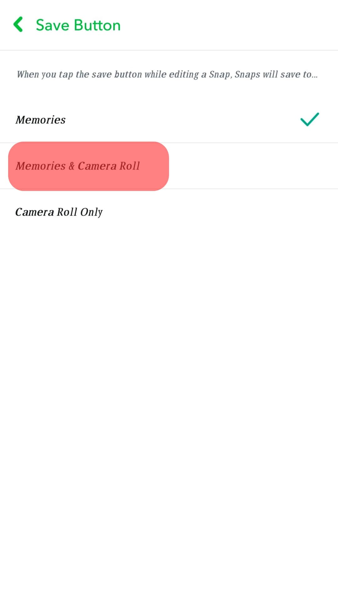 Select Memories &Amp; Camera Roll