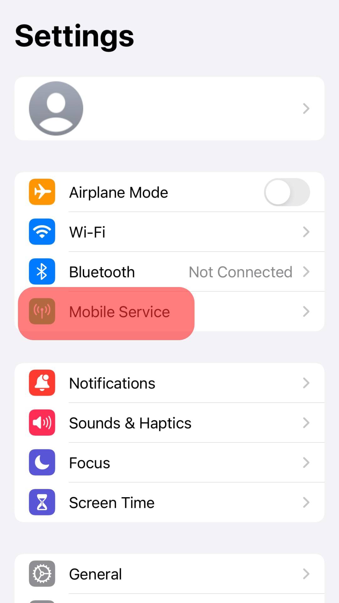 Select Mobile Service.