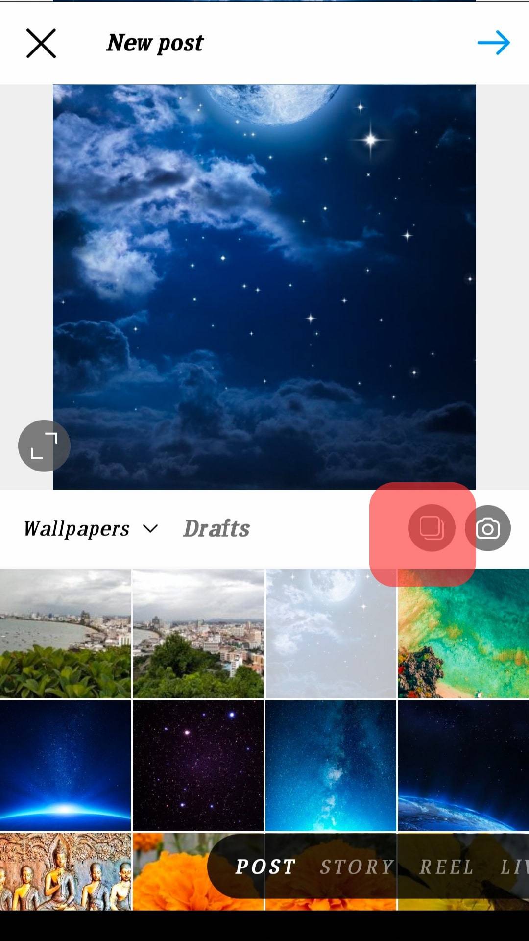 Select Multiple Images Icons Instagram