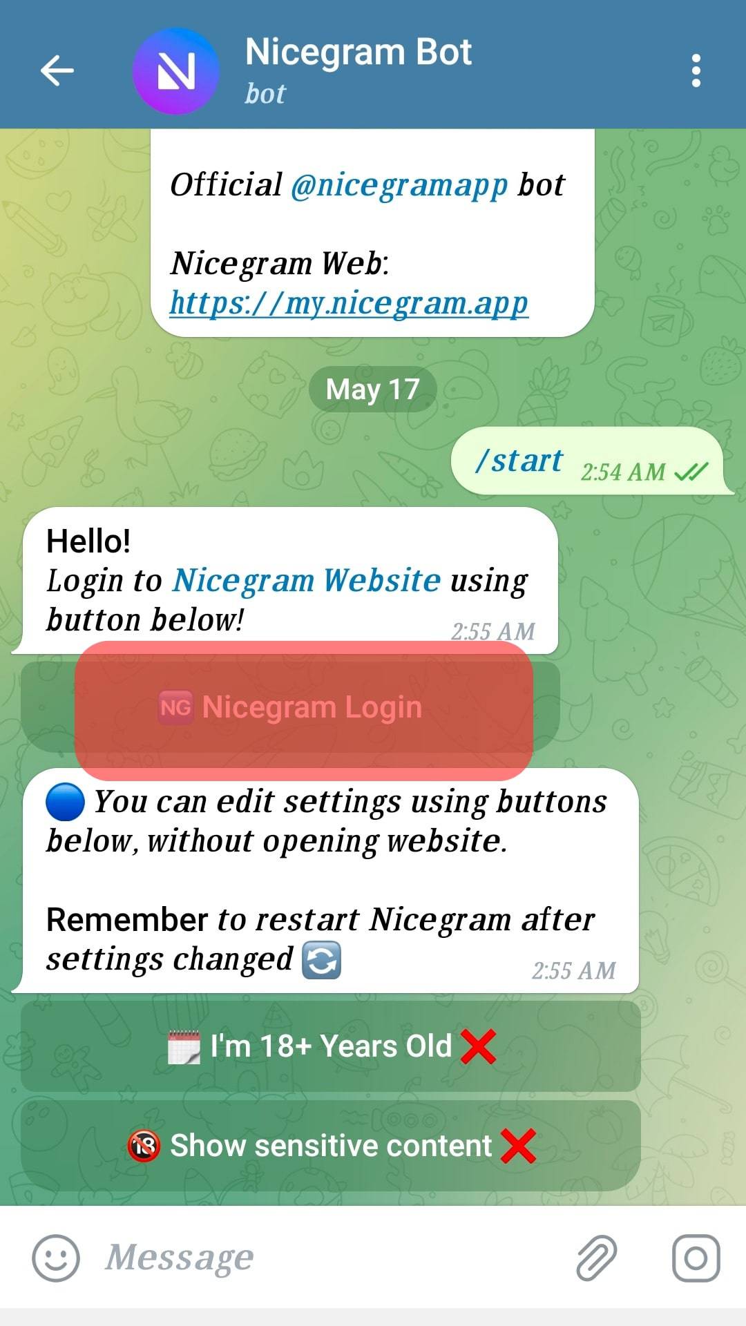 Select Nicegram Login