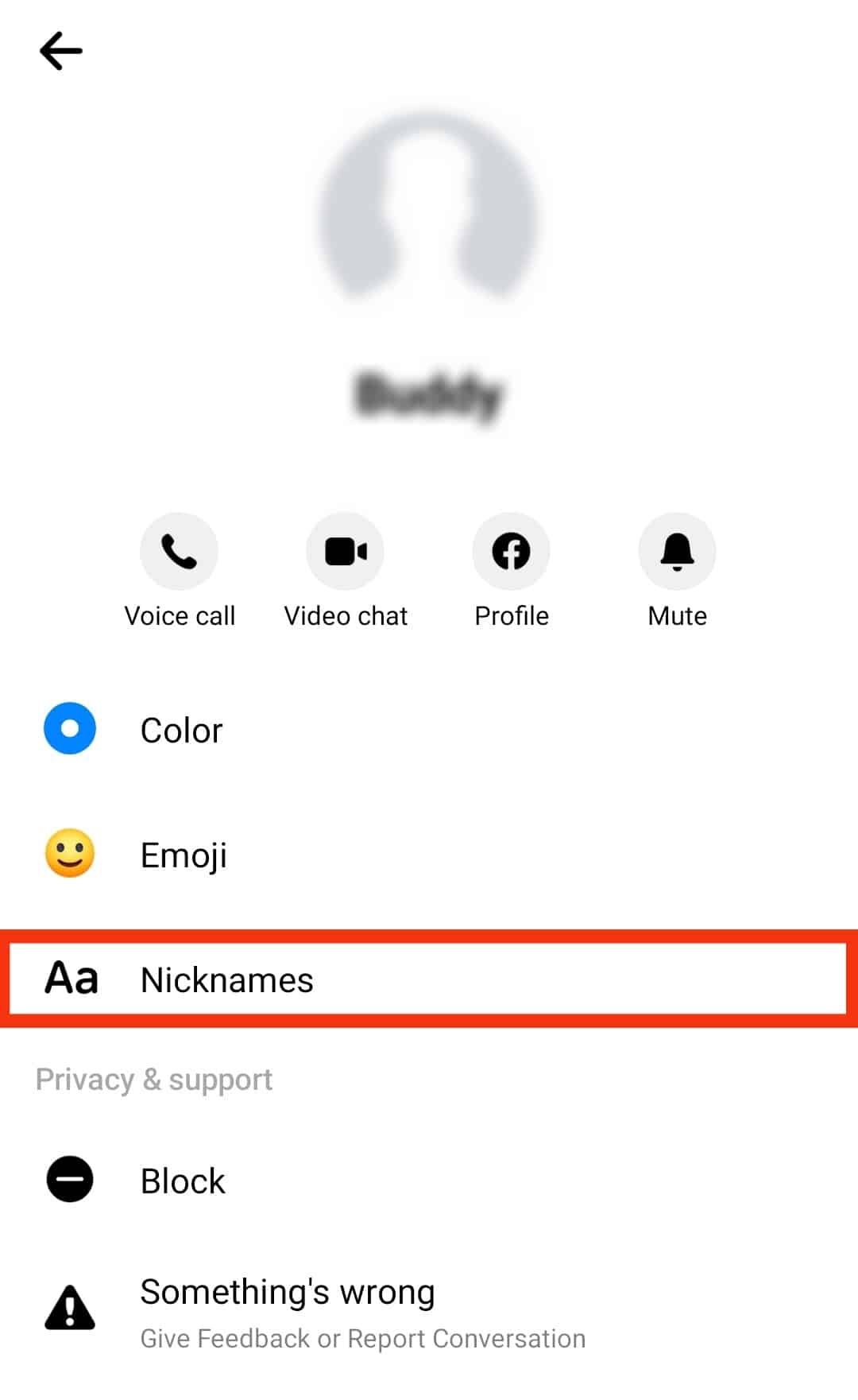 Select Nicknames Option