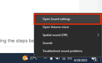 Select Open Sound Settings