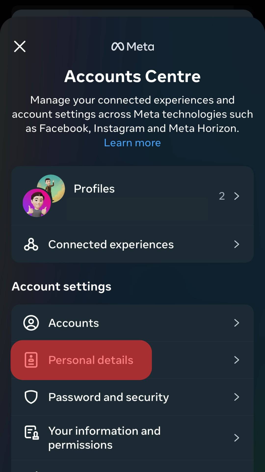 Select Personal Details