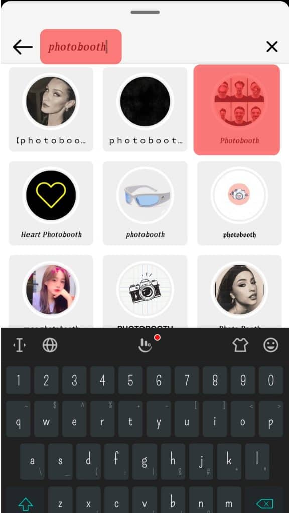 Select Photobooth Effect Insta