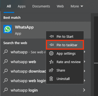 Select Pin To Taskbar