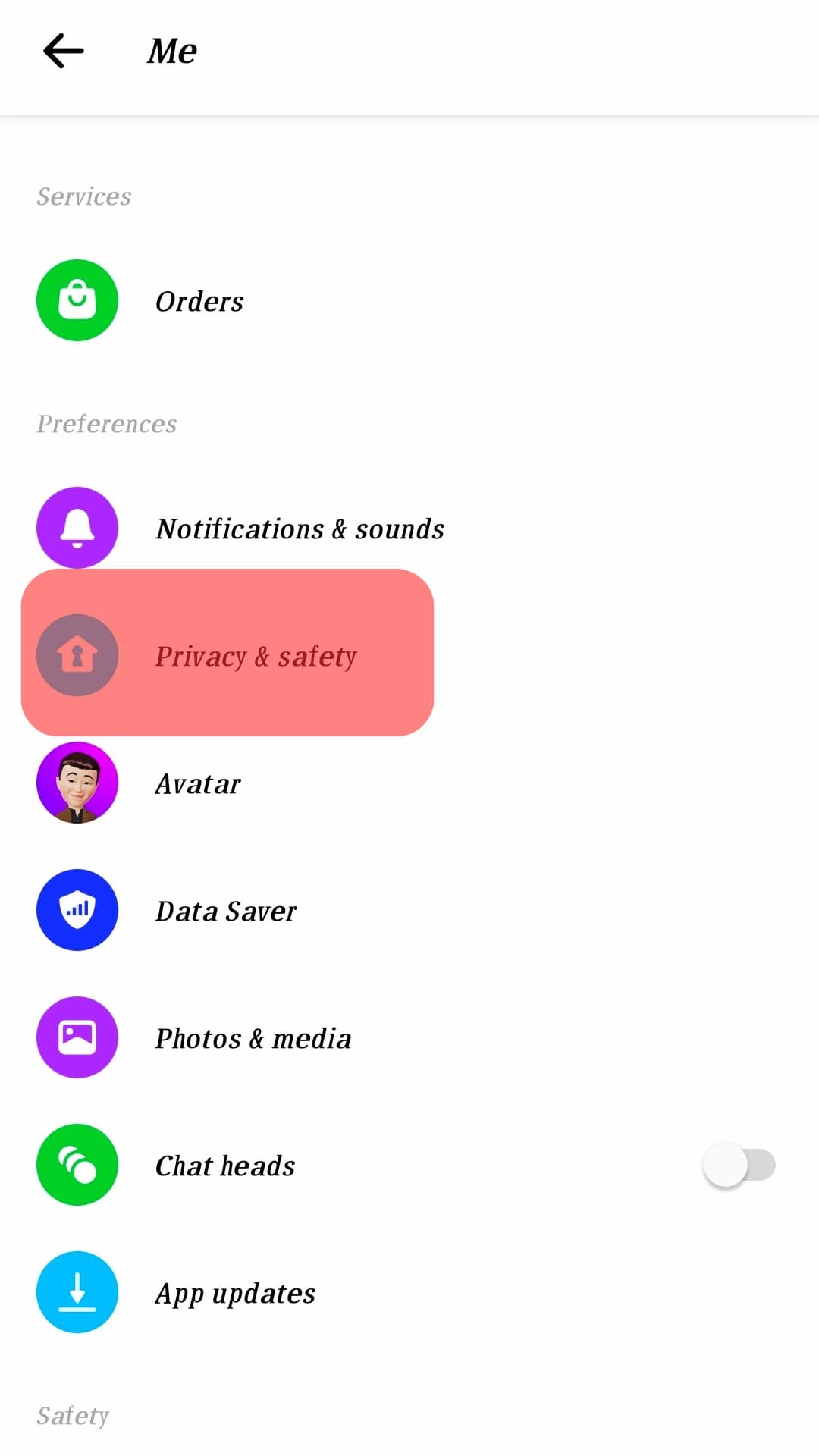 Select Privacy &Amp; Safety
