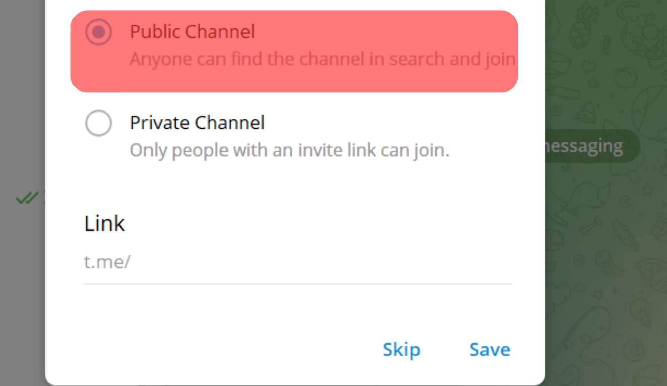 Select Private Or Public Channel