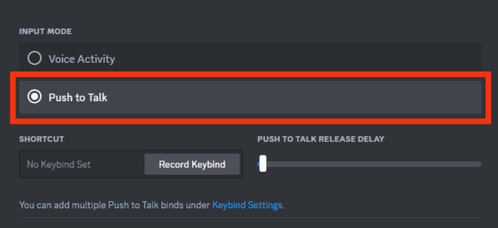 Select Push To Talk