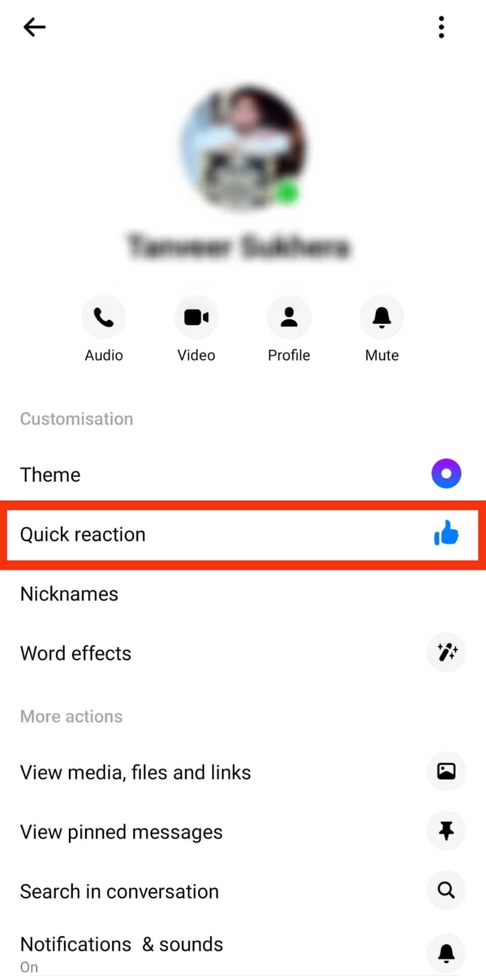 Select Quick Reaction.