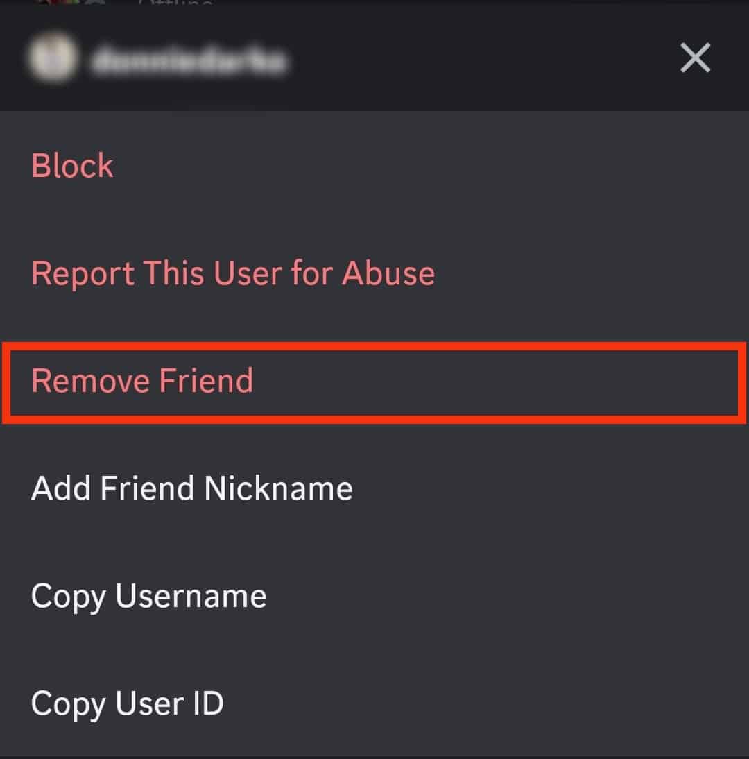 Select “Remove Friend