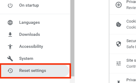 Select Reset Settings