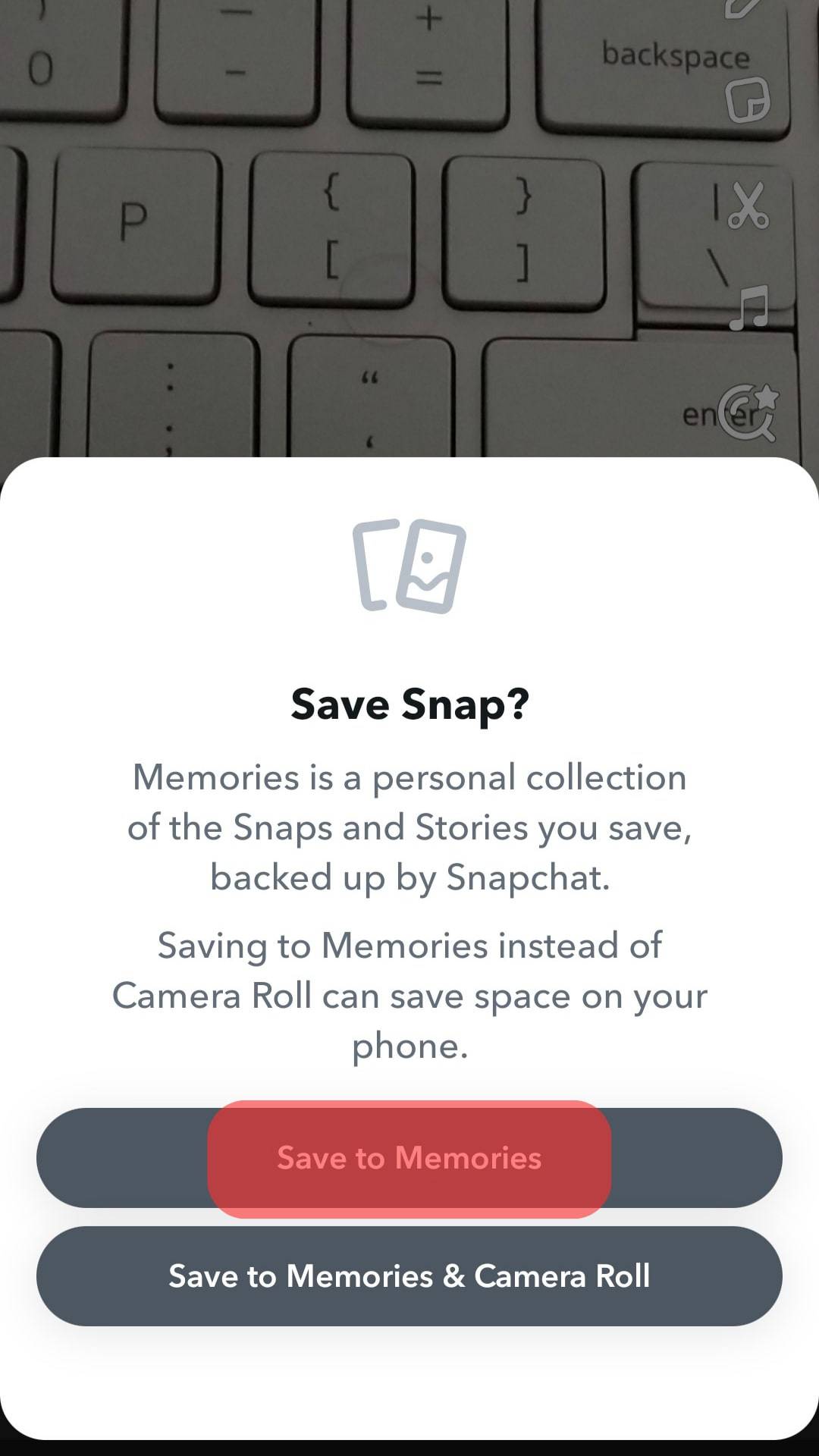 Select Save The Image To Memories.