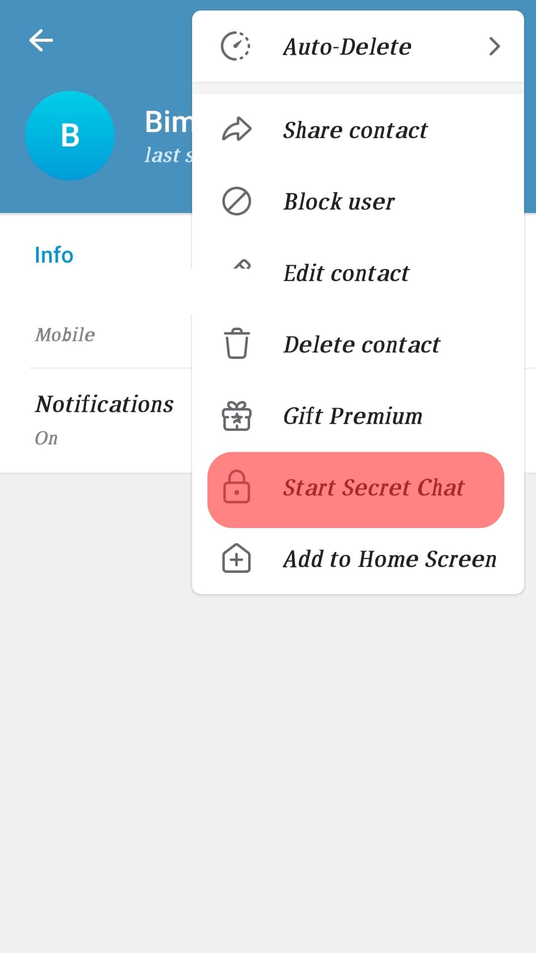 Select 'Start Secret Chat.'