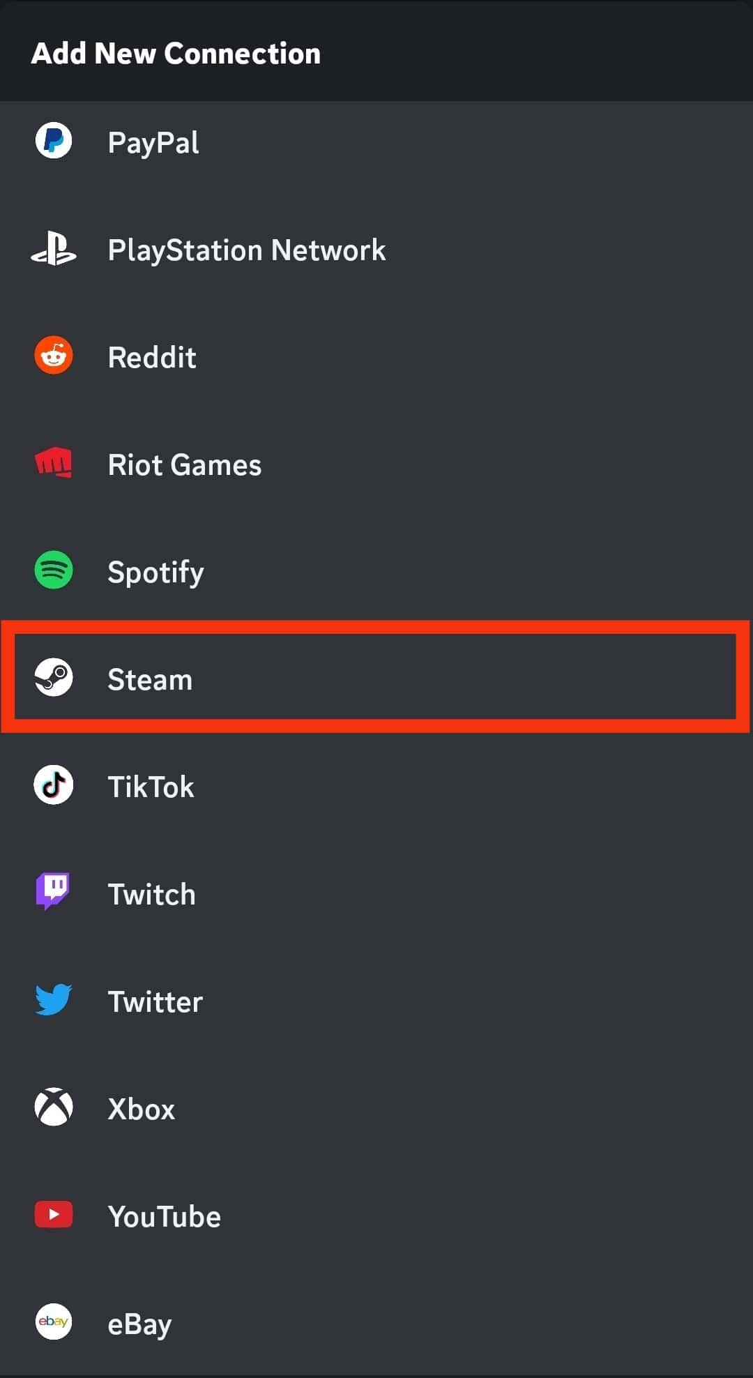 Select Steam From The List