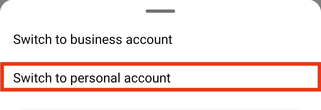Select Switch To A Personal Account