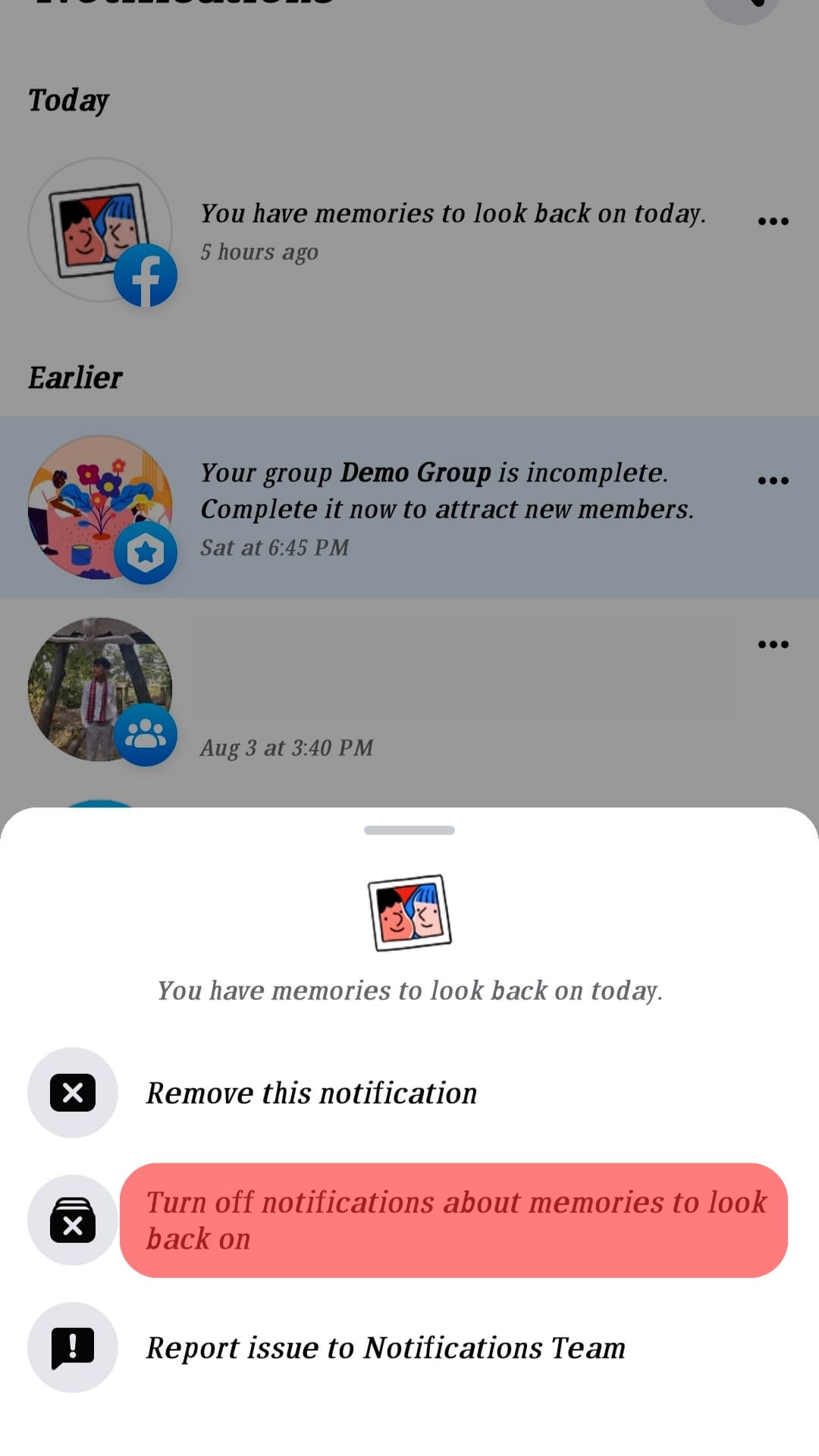 Select Turn Off Notifications