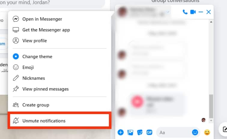 Select Unmute Notifications