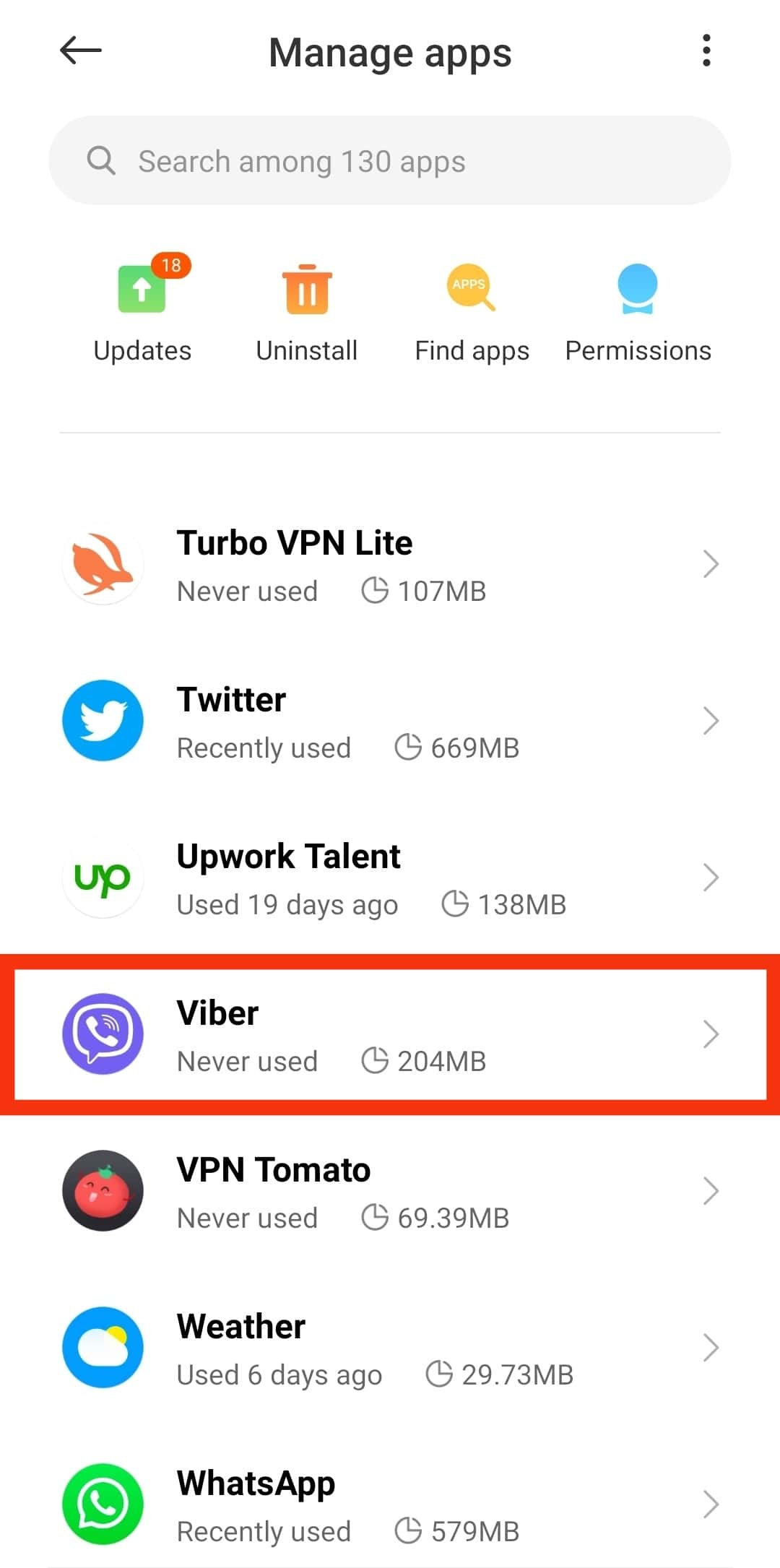Select Viber From The List Of Apps