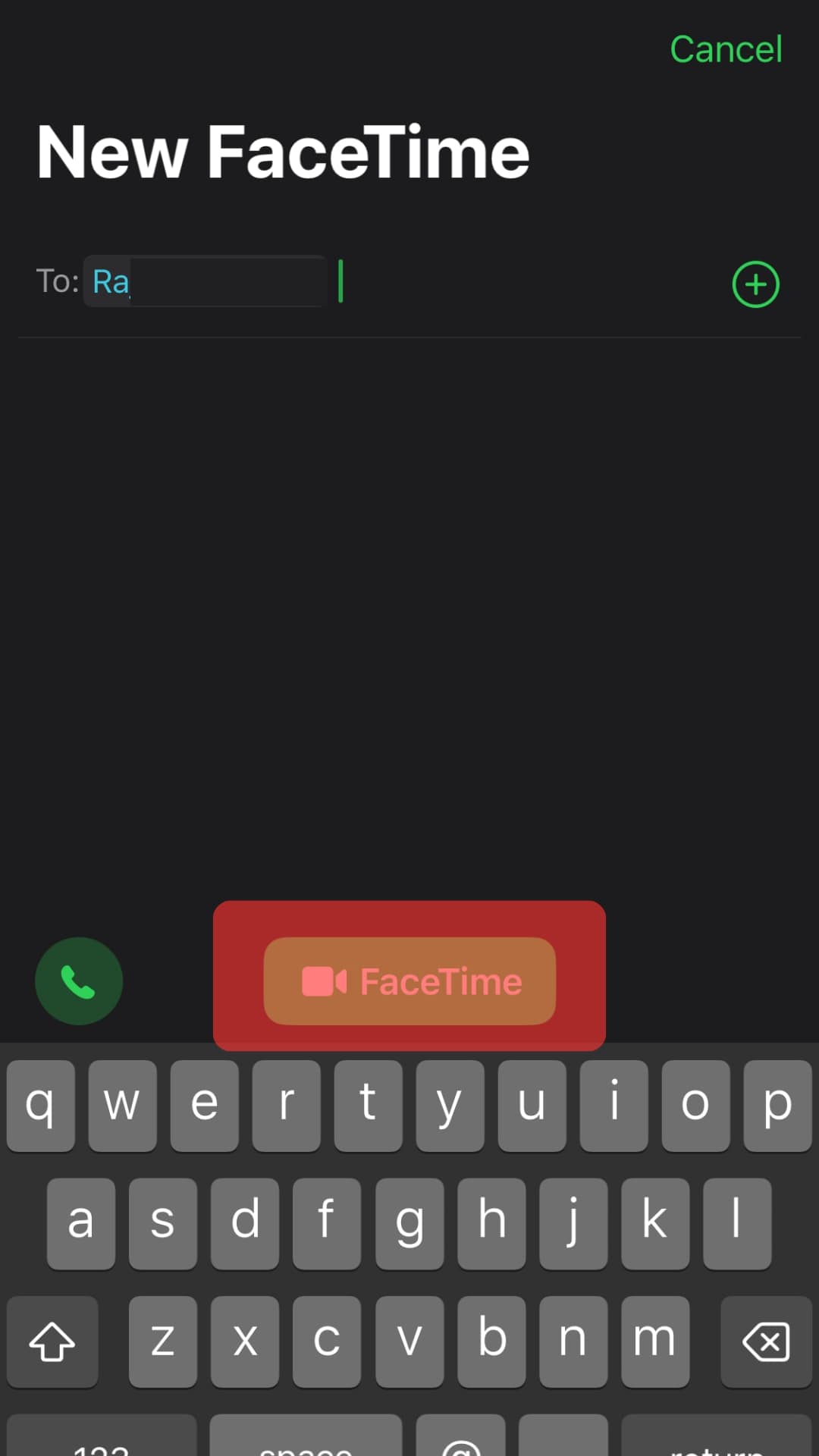 Select Video Or Audio Call To Start Facetime